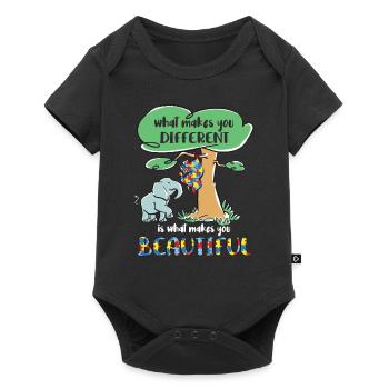 autism awareness month puzzel different elefant - Baby Premium Kurzarmbody - Schwarz - Vorne