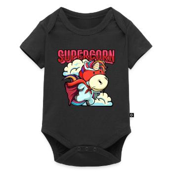 Lustige Supercorn Einhorn Papa Supercorn Vatertag - Baby Premium Kurzarmbody - Schwarz - Vorne