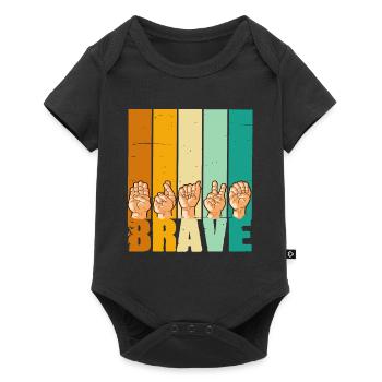 Brave Gebärdensprache für Männer und Frauen - Baby Premium Kurzarmbody - Schwarz - Vorne