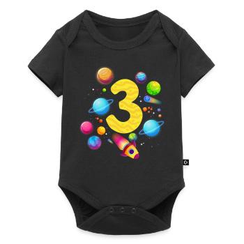 3rd Birthday Boys 3 Years Planet Birthday - Baby Premium short-sleeve bodysuit - black - Front