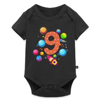 9th Birthday Boys 9 Years Planet Birthday - Baby Premium short-sleeve bodysuit - black - Front