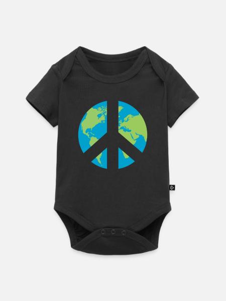 Welt Frieden Symbol - Baby Premium Kurzarmbody - Schwarz