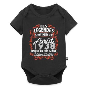 Vintage Flourish Cadeau Anniversaire Août 1938 - Body à manches courtes Premium Bébé - noir - Devant