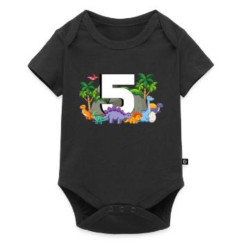 5ème anniversaire 5 ans Dino Dinosaur Fan - Body à manches courtes Premium Bébé - noir - Devant