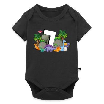 7ème anniversaire 7 ans Dino Dinosaur Fan - Body à manches courtes Premium Bébé - noir - Devant