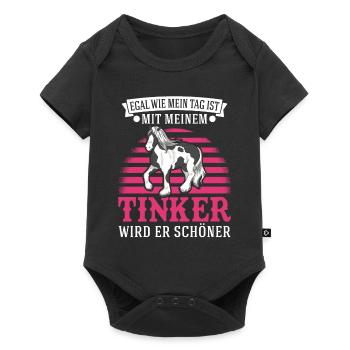 Irish Tinker Pferd Tinkerpferd - Baby Premium Kurzarmbody - Schwarz - Vorne