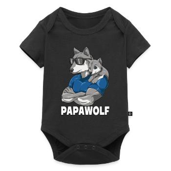 Papawolf Wolf Papa und Baby Papa Vatertag für - Baby Premium Kurzarmbody - Schwarz - Vorne