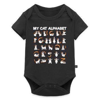 Mein Katzenalphabet ABC Katzen Buchstaben Katze - Baby Premium Kurzarmbody - Schwarz - Vorne