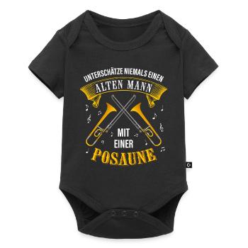 Posaune Alter Mann Posaunist - Baby Premium Kurzarmbody - Schwarz - Vorne