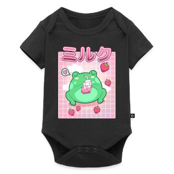 Funny Frog strawberry milk Cool Amphibian Lover - Baby Premium short-sleeve bodysuit - black - Front
