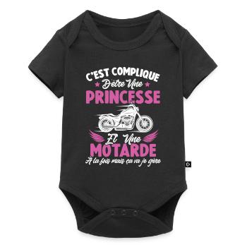 Compliqué d'être une princesse et une motarde - Body à manches courtes Premium Bébé - noir - Devant
