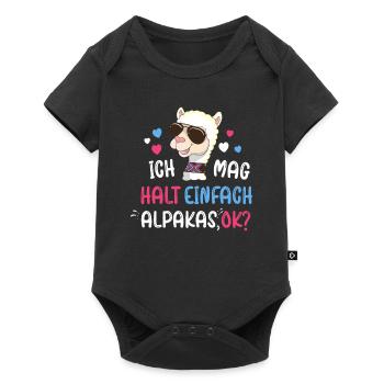Ich liebe Alpakas Lama Liebhaber Alpakabesitzer - Baby Premium Kurzarmbody - Schwarz - Vorne