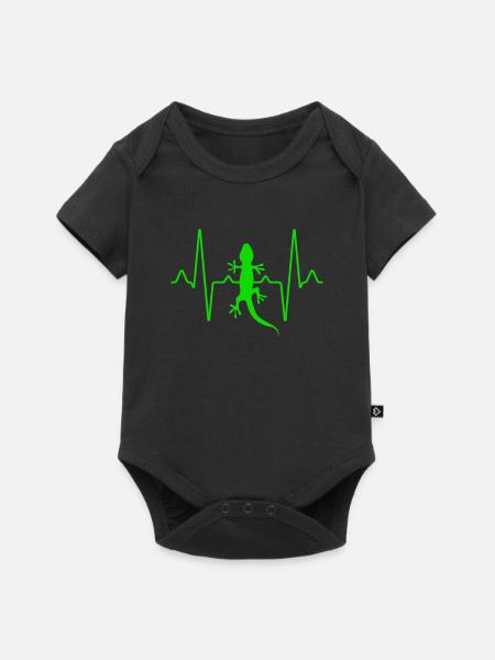 Eidechse Herzschlag - Baby Premium Kurzarmbody - Schwarz
