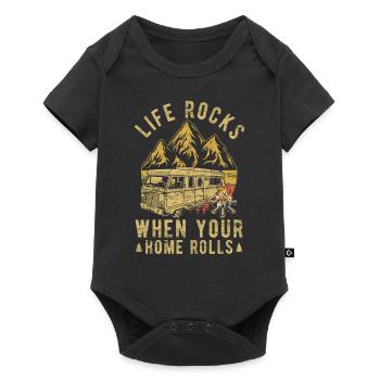 Life Rocks When Your Home Rolls Funny RV Motorhome - Baby Premium Kurzarmbody - Schwarz - Vorne
