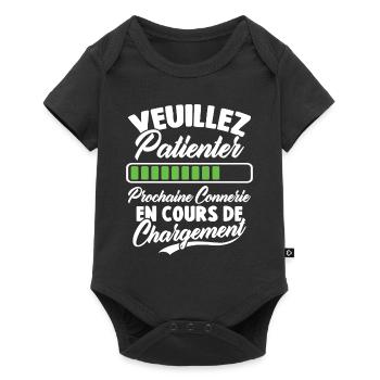 Veuillez patienter Prochaine connerie en cours - Body à manches courtes Premium Bébé - noir - Devant