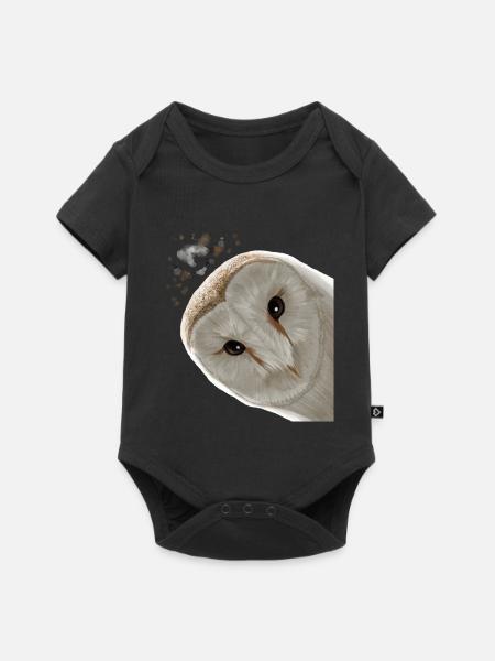 Vogel Eule - Baby Premium Kurzarmbody - Schwarz