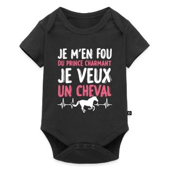 Je m'en fou du prince charmant je veux un cheval - Body à manches courtes Premium Bébé - noir - Devant
