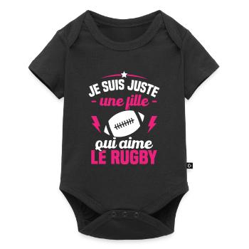 Je suis juste une fille qui aime le rugby - Body à manches courtes Premium Bébé - noir - Devant
