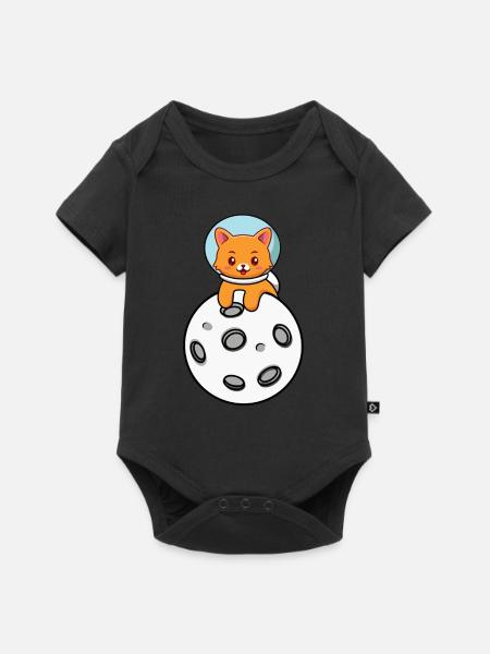 Weltraum Katze - Baby Premium Kurzarmbody - Schwarz
