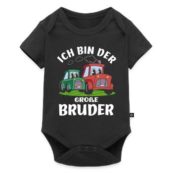 Ich Bin der Grosse Bruder Traktor Geschwister - Baby Premium Kurzarmbody - Schwarz - Vorne