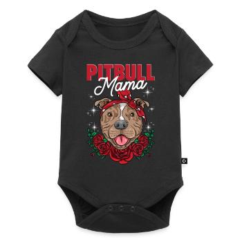 Pitbull Mama Wearing Red Flowers Outfit - Baby Premium short-sleeve bodysuit - black - Front