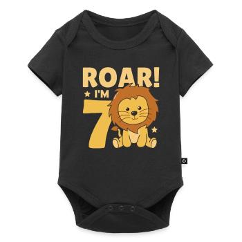 Children 7th birthday Lion seven years old Lion - Baby Premium short-sleeve bodysuit - black - Front