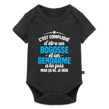 Bogosse et Gendarme, Humour Cadeau Gendarme - Body à manches courtes Premium Bébé - noir - Devant