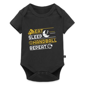 Manger Dormir Handball Répéter l’entraînement de handballeur - Body à manches courtes Premium Bébé - noir - Devant