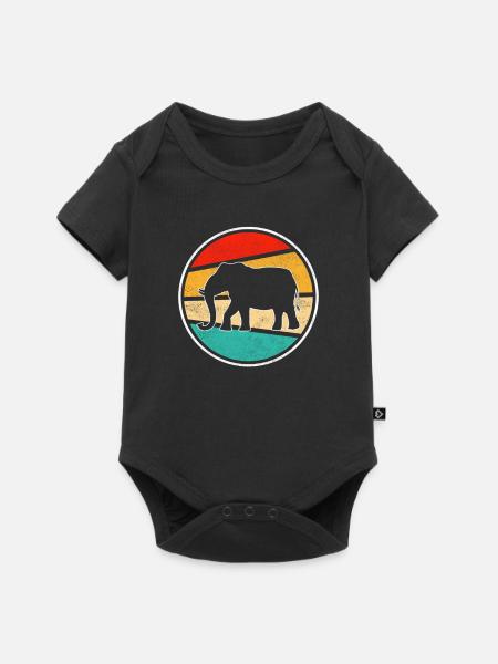 Elefant Retro - Baby Premium Kurzarmbody - Schwarz