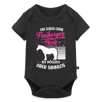 Freiberger Pferd Spruch Jurapferd - Baby Premium Kurzarmbody - Schwarz - Vorne