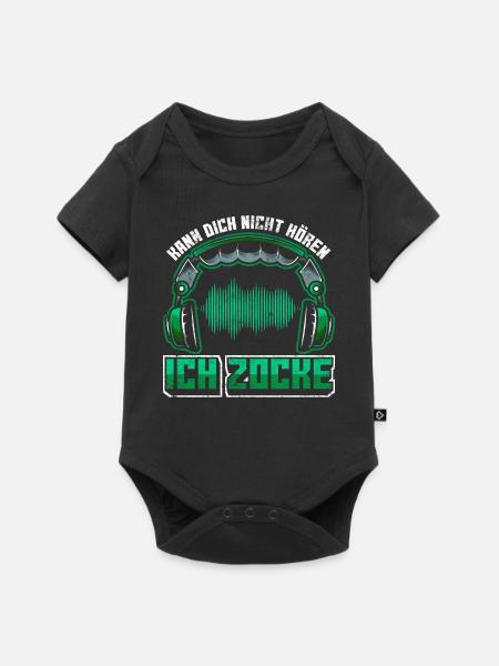 Gamer | Zocker Spruch mit Headset - Baby Premium Kurzarmbody - Schwarz