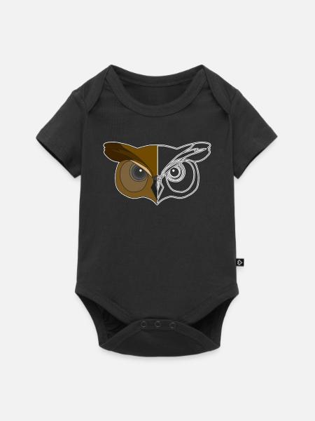 Eulen Tier Motiv - Baby Premium Kurzarmbody - Schwarz