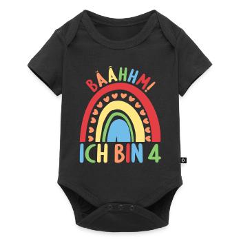 4 Jahre Geburtstagskind Regenbogen 4. Geburtstag - Baby Premium Kurzarmbody - Schwarz - Vorne