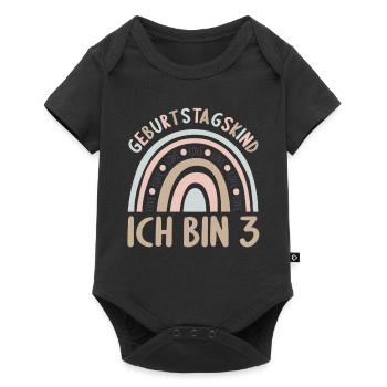3 Jahre Geburtstagskind Regenbogen 3. Geburtstag - Baby Premium Kurzarmbody - Schwarz - Vorne