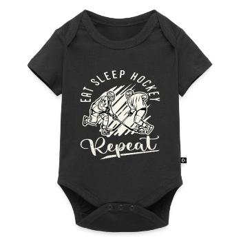 Hockey sur glace Hockey Sport Manger Dormir Hockey Répéter - Body à manches courtes Premium Bébé - noir - Devant