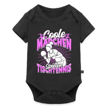 Coole Mädchen Spielen Tischtennis Geschenk - Baby Premium Kurzarmbody - Schwarz - Vorne