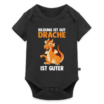 Drache Drachen - Baby Premium Kurzarmbody - Schwarz - Vorne