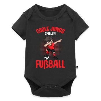 Coole Jungs spielen Fußball Fußballer Jungen - Baby Premium Kurzarmbody - Schwarz - Vorne