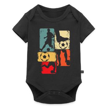 Fußball Fußballer Fußballspieler Jungen Kinder - Baby Premium Kurzarmbody - Schwarz - Vorne