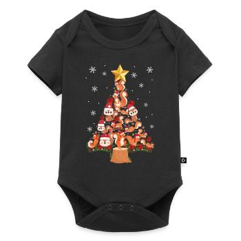 Squirrel Acorn Christmas Tree - Baby Premium Kurzarmbody - Schwarz - Vorne