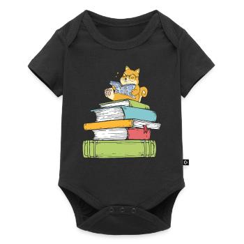 Bookworm dog book lover dog reads books - Baby Premium short-sleeve bodysuit - black - Front