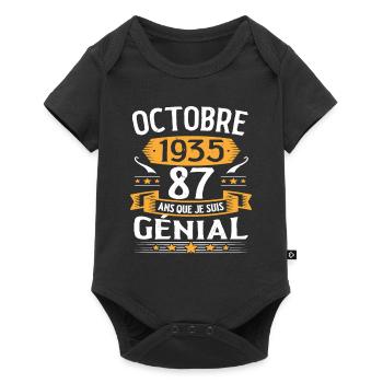 Cadeau Anniversaire Vintage 87 Ans Octobre 1935 - Body à manches courtes Premium Bébé - noir - Devant