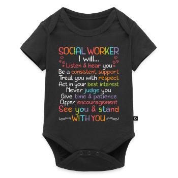 School Social Work Month Crayon - Baby Premium Kurzarmbody - Schwarz - Vorne