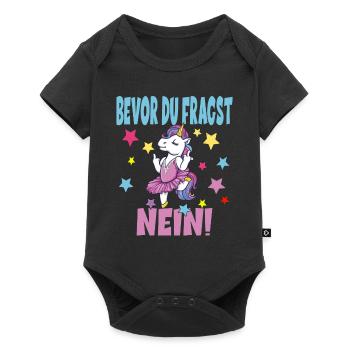 Bevor Du Fragst NEIN Einhorn - Baby Premium Kurzarmbody - Schwarz - Vorne