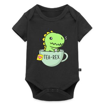 Tea Rex Dinosaurier Tyrannosaurus Rex Teetasse Tee - Baby Premium Kurzarmbody - Schwarz - Vorne