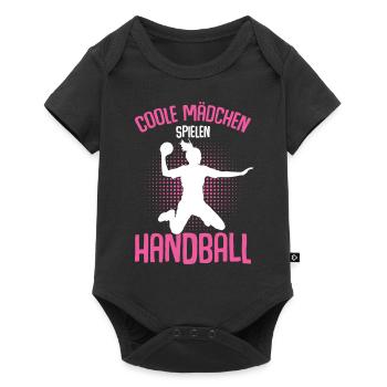 Coole Mädchen Spielen Handball Handballerin - Baby Premium Kurzarmbody - Schwarz - Vorne