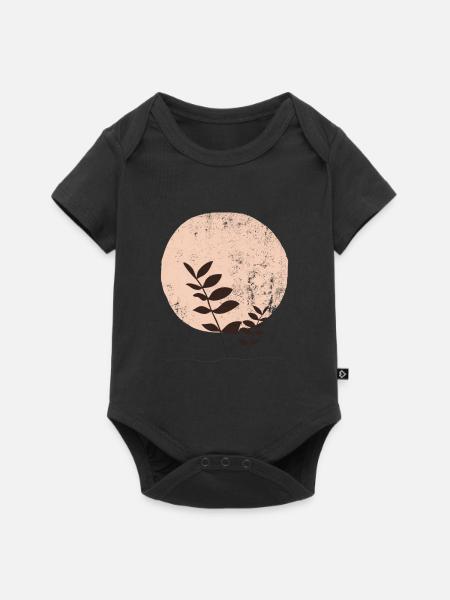 Boho-Sonnenblätter, abstraktes Beige - Baby Premium Kurzarmbody - Schwarz