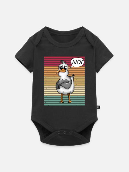 PLATTDEUTSCHER SPRUCH MIT MÖWE - Baby Premium Kurzarmbody - Schwarz