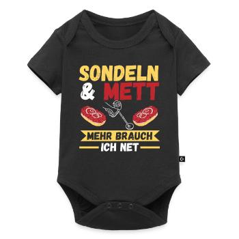 Sondeln Metalldetektor Mett Sondengänger Sondler - Baby Premium Kurzarmbody - Schwarz - Vorne