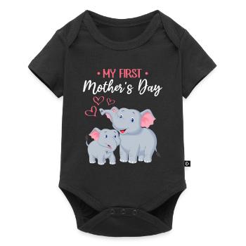 Fête des mères Éléphant Mère Ma première fête des mères - Body à manches courtes Premium Bébé - noir - Devant
